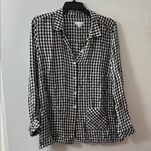 J. Jill Black and White Gingham Top